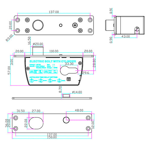 Електроригельний замок YLI YB-620(LED) НЗ (без живлення замкнений) - Фото №4