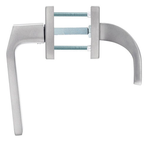 Ручки на розеті з протектором ROSTEX Quadrum фіксована-натискна нержавіюча сталь матова - Фото №5