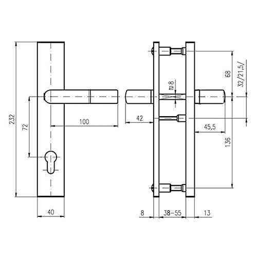 Ручки на планке с протектором ROSTEX R4 R 72мм (38-55мм) хром полированный - Фото №7
