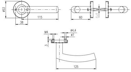 Ручки на розетте ROSTEX Cortina ES53 нержавеющая сталь матовая - Фото №2