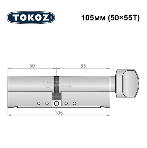 Циліндр TOKOZ Pro300 105T (50*55T) нікель матовий - Фото №8