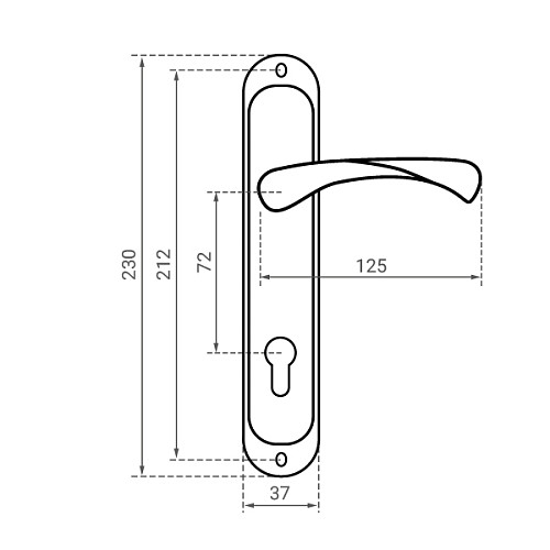 Ручки на планці KEDR 72.323-AL 72 мм (планка 37мм) S сатин - Фото №3