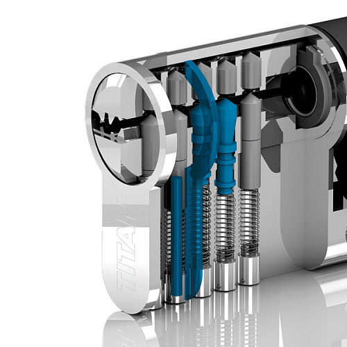 Циліндр TITAN K55 80T (30*50T) нікель сатин - Фото №7