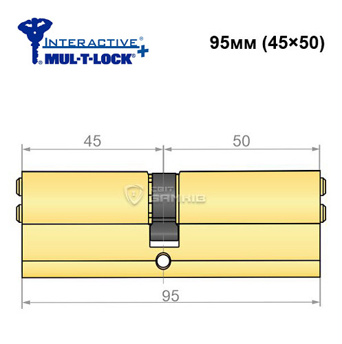 Циліндр MUL-T-LOCK MTL600/Interactive+ 95 (45*50) латунь - Фото №5