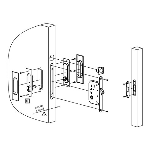 Комплект замка для розсувної системи VALCOMP 123,5x38 мм WC нікель - Фото №3