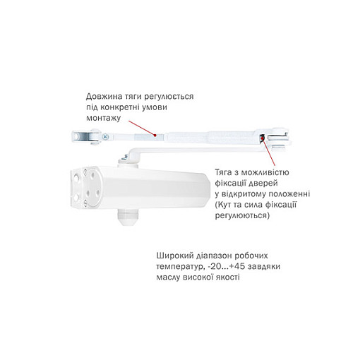 Дотягувач RYOBI DS-2005V BC STD HO з фіксацією до 100кг Блискучо білий - Фото №3