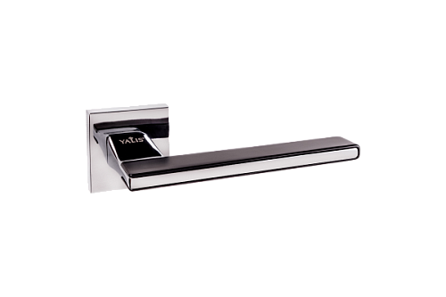 Ручки на розетте YALIS 243 (BJ79-ES79) PC/SB полированный хром/черный - Фото №2