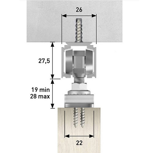 Раздвижная система OMGE Alutech 1390 длина 1,9 м на 1 полотно весом до 60 кг - Фото №4