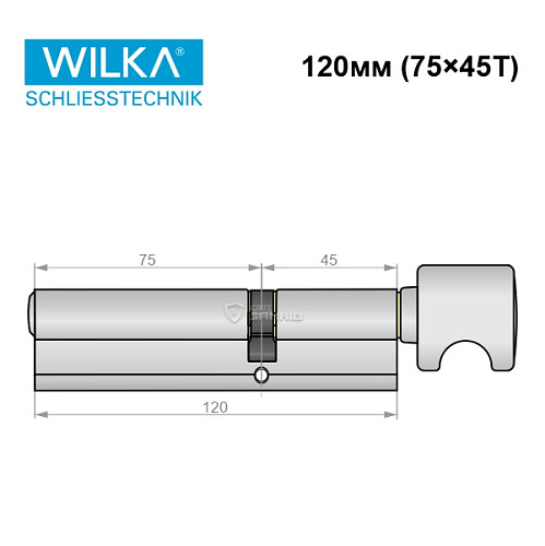 Циліндр WILKA 1405 A 120T (75*45T) нікель - Фото №8