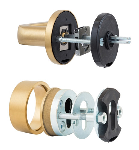 Ручки на розеті з протектором ROSTEX Rotondum нержавіюча сталь матова титан PVD - Фото №4