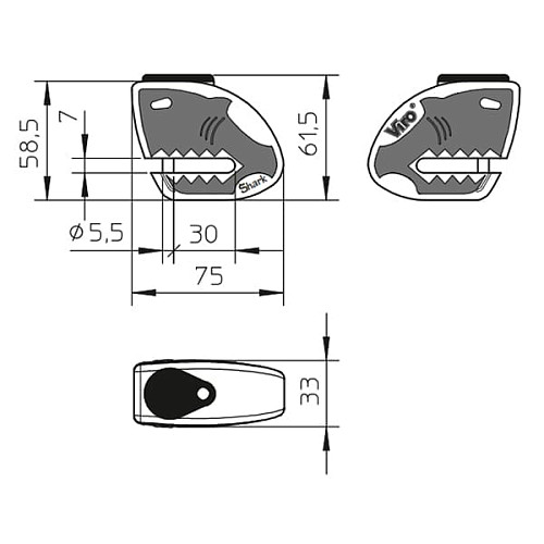 Замок для мотоцикла VIRO Moto Shark на гальмівний диск 2 ключа - Фото №6