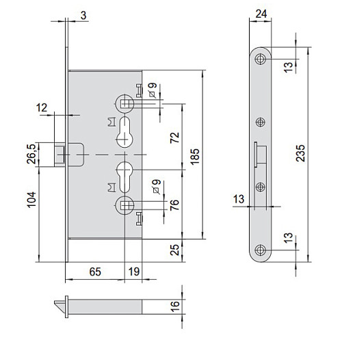 Механізм замка антипаніка CISA 43112 (BS65*72мм) для антипаніки серії 59751 eFAST протипожежний - Фото №5