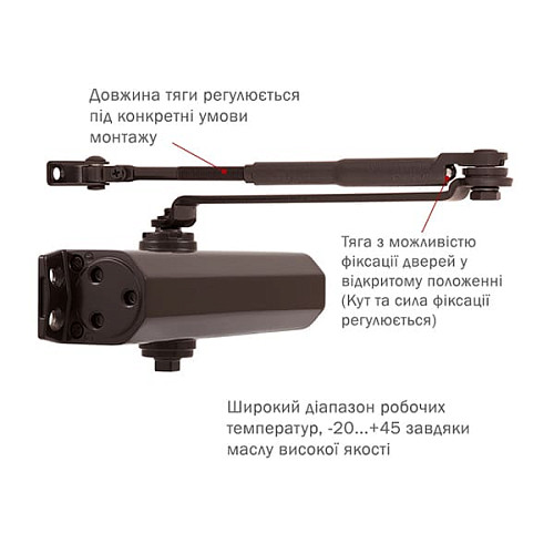 Дотягувач RYOBI DS-2055V BC STD HO з фіксацією до 100кг Коричневий - Фото №7