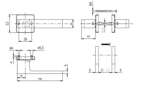 Ручки на розетте ROSTEX Ravena H53 хром полированный - Фото №2