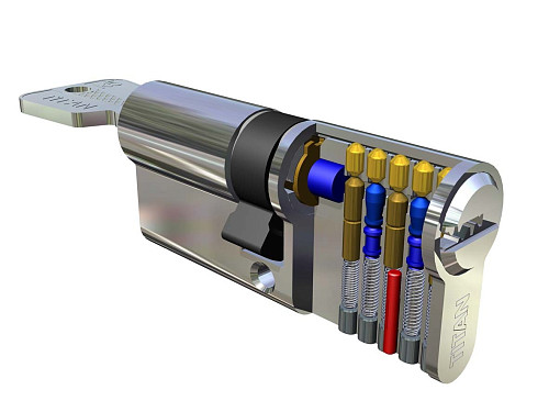 Циліндр TITAN K5 80T (50*30T) нікель сатин - Фото №6