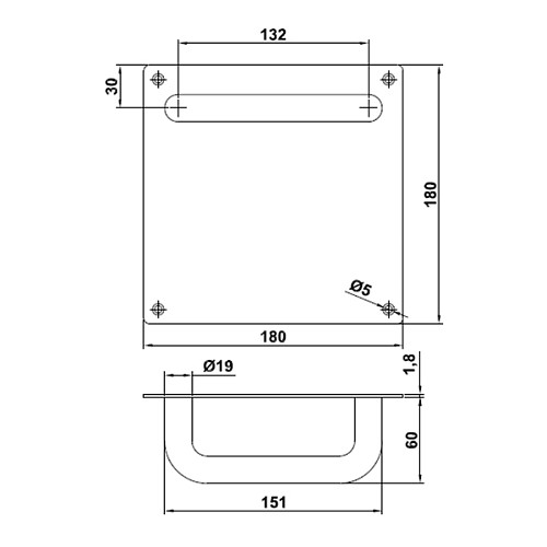 Ручка на пластине AMIG "С" 3СB0 180х180 мм (комплект) нержавеющая сталь - Фото №2