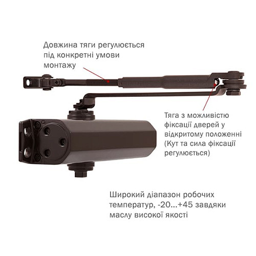 Дотягувач RYOBI DS-1554 STD HO з фіксацією до 80кг Коричневий - Фото №5