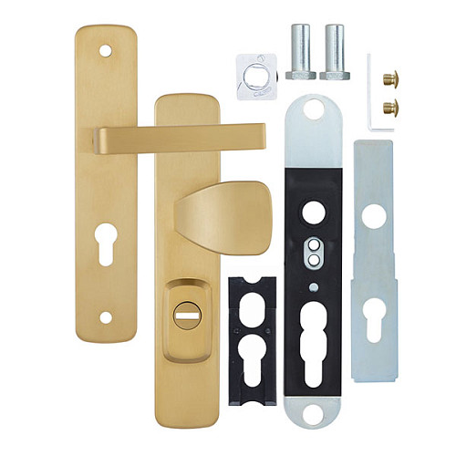 Ручки на планке с протектором ROSTEX Astra R 90мм (38-55мм) фиксированная-нажимная титан PVD матовый - Фото №6