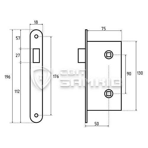Механізм замка AGB Centro WC (BS50*90мм) бронза - Фото №4