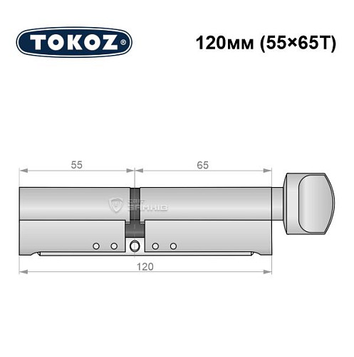 Циліндр TOKOZ Pro300 120T (55*65T) нікель матовий - Фото №8