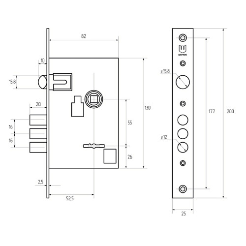 Механізм замка SHERLOCK 05.008 (BS55*55мм) 5 ключів - Фото №5