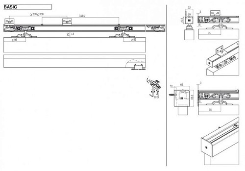 Розсувна система KOBLENZ 0500 довжина 2 м на 1 полотно до 80 кг - Фото №7