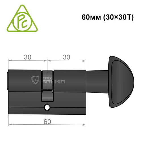 Цилиндр CORTELLEZZI PRIMO 117 SQ 60T (30*30T) черный - Фото №4