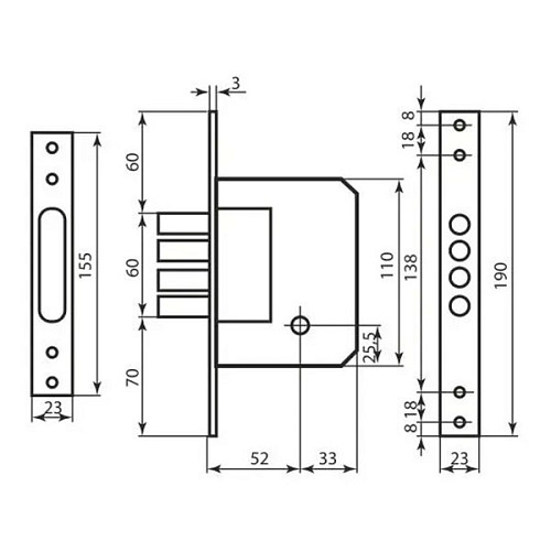 Механізм замка IMPERIAL 189-4MF (BS52мм)  - Фото №4