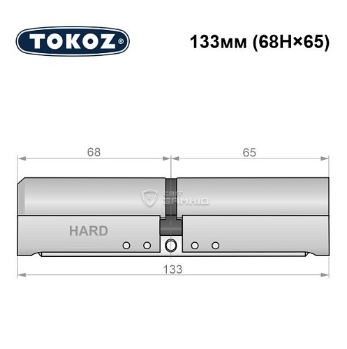Циліндр TOKOZ Pro400 133 (68H*65) (H - гартована сторона) нікель матовий - Фото №8