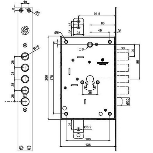 Механизм замка SECUREMME 2603 (BS66*85мм) левый - Фото №3