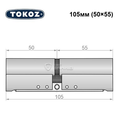 Циліндр TOKOZ Pro300 105 (50*55) нікель матовий - Фото №8