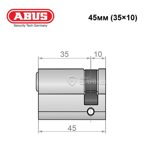 Циліндр половинка ABUS S60P 45 (35*10) нікель - Фото №5