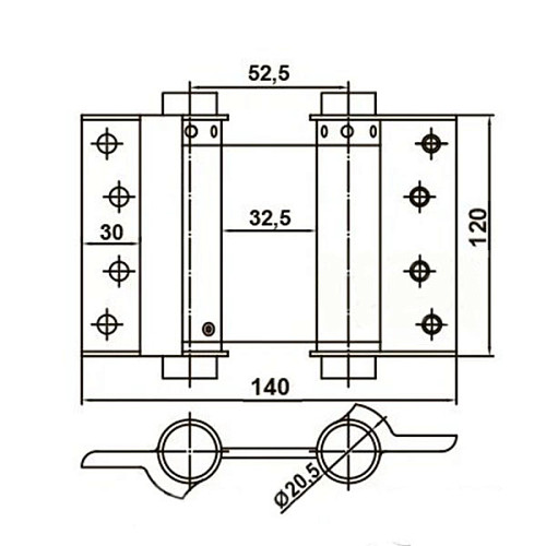 Петля барная MERT 33 120x140 мм (пара) латунь - Фото №2