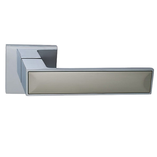 Ручки на розетте GENRICH R77.225 MSN/CP никель матовый/хром - Фото №2