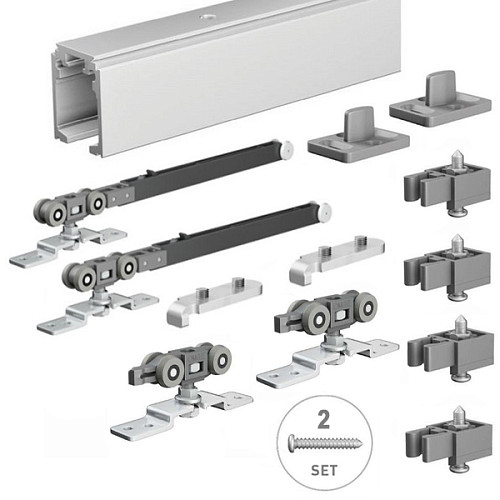 Розсувна система OMGE Alutech 1399 з 2 демпферами довжина 4 м на 2 полотна вагою до 40 кг - Фото №7