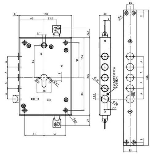 Механізм замка MUL-T-LOCK CTM10328A01A L.O.G. (BS65*85мм) хром полірований без зв.планки - Фото №5
