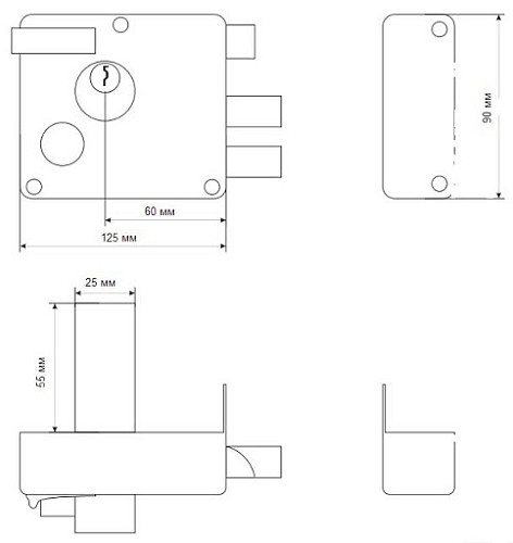 Замок накладной APECS 0098 C-S (BS60мм) 5 ключей - Фото №2