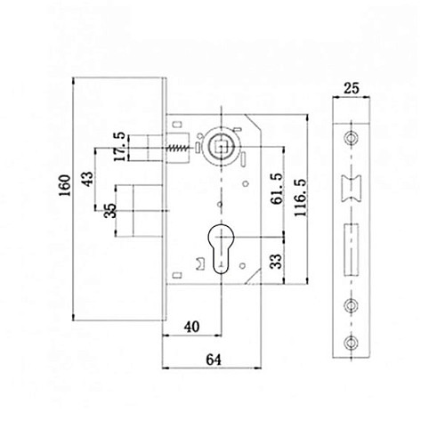 Механизм замка IMPERIAL 9011SR (BS40*61,5мм) AB старая бронза - Фото №3