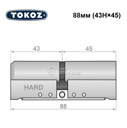 Циліндр TOKOZ Pro400 88 (43H*45) (H - гартована сторона) нікель матовий - Фото №8