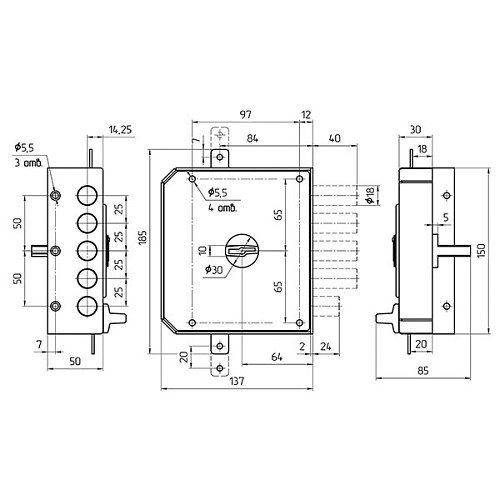 Замок накладний METTEM ЗН4 032.1.1 (BS64мм) (н) - Фото №7