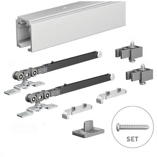 Розсувна система OMGE Alutech 1399 з 2 демпферами довжина 1,9 м на 1 полотно вагою до 40 кг - Фото №8