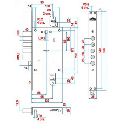 Механизм замка ЕЛЬБОР Рубин 1.08.31 (BS66*85мм) - Фото №3