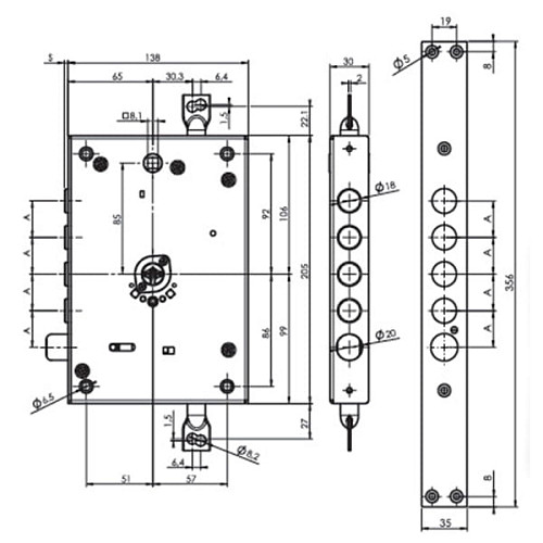Механизм замка MUL-T-LOCK Omega OFMPB10328L VIP / 3in1 (BS65 * 85мм) хром полированный без об.планки - Фото №9