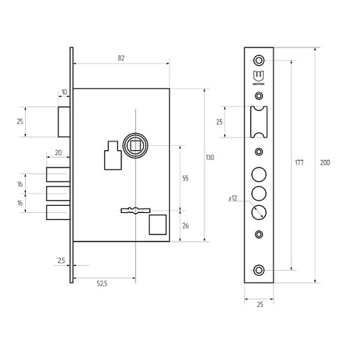 Механізм замка SHERLOCK 05.008-K (BS55*55мм) 5 ключів - Фото №5