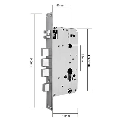Механізм замка PES 26068 Automatic (BS60*68мм) нержавіюча сталь - Фото №3