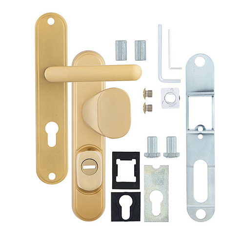 Ручки на планке с протектором ROSTEX Decor R 85мм (40-45мм) фиксированная-нажимная титан PVD сатин - Фото №6