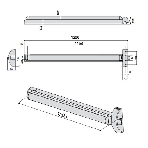 Антипаніка накладна CISA Fast Touch 59811.10 модульна 2-точкова червоний/чорний - Фото №22