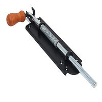 Засов для дверей RYMET 250 черный с пружинной и деревянной ручкой