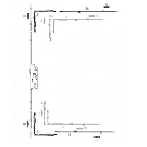Механизм замка AXOR защелка 35*92 мм рейка 2100 мм - Фото №3