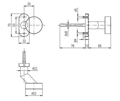 Ручка розетте (половинка) ROSTEX Tablet ES32 фиксированная нержавеющая сталь матовая - Фото №4